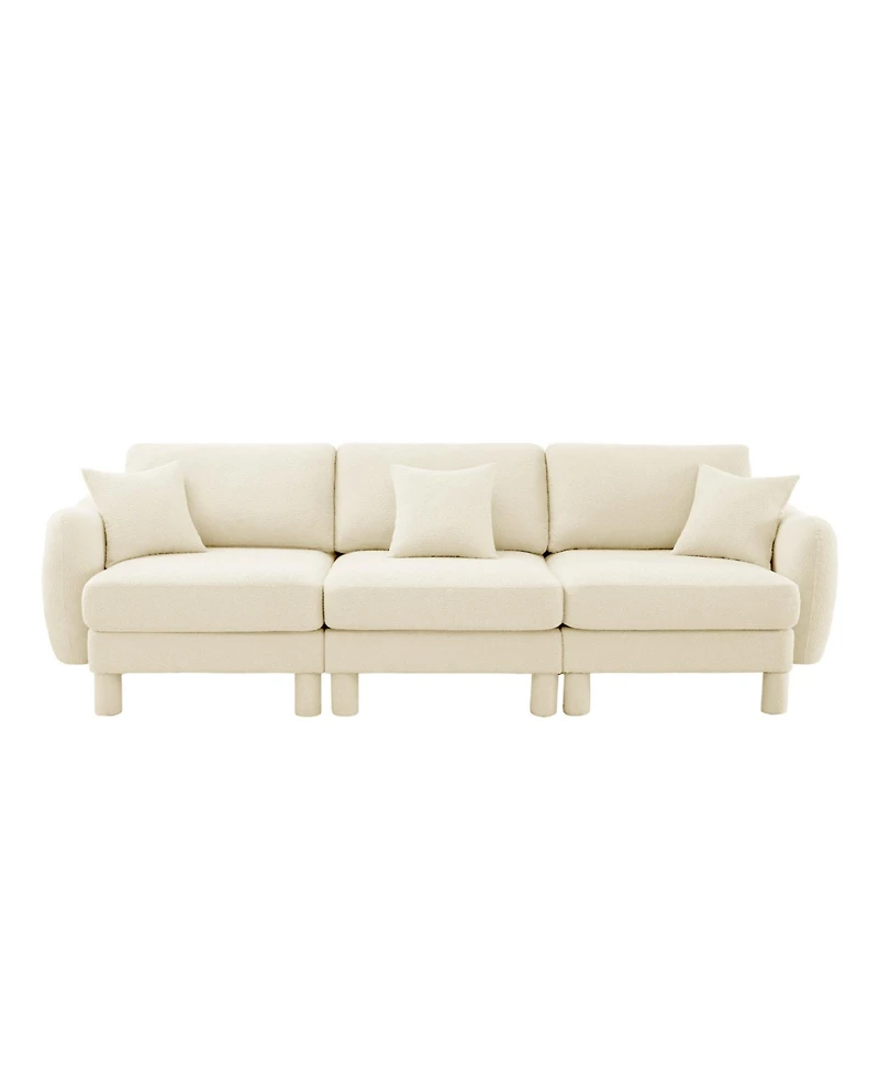 Streamdale Furniture Boucle 3-Seater Sofa with Shell Armrests
