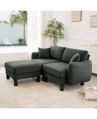 Streamdale Furniture Boucle Loveseat Sofa with Ottoman & Shell Armrests
