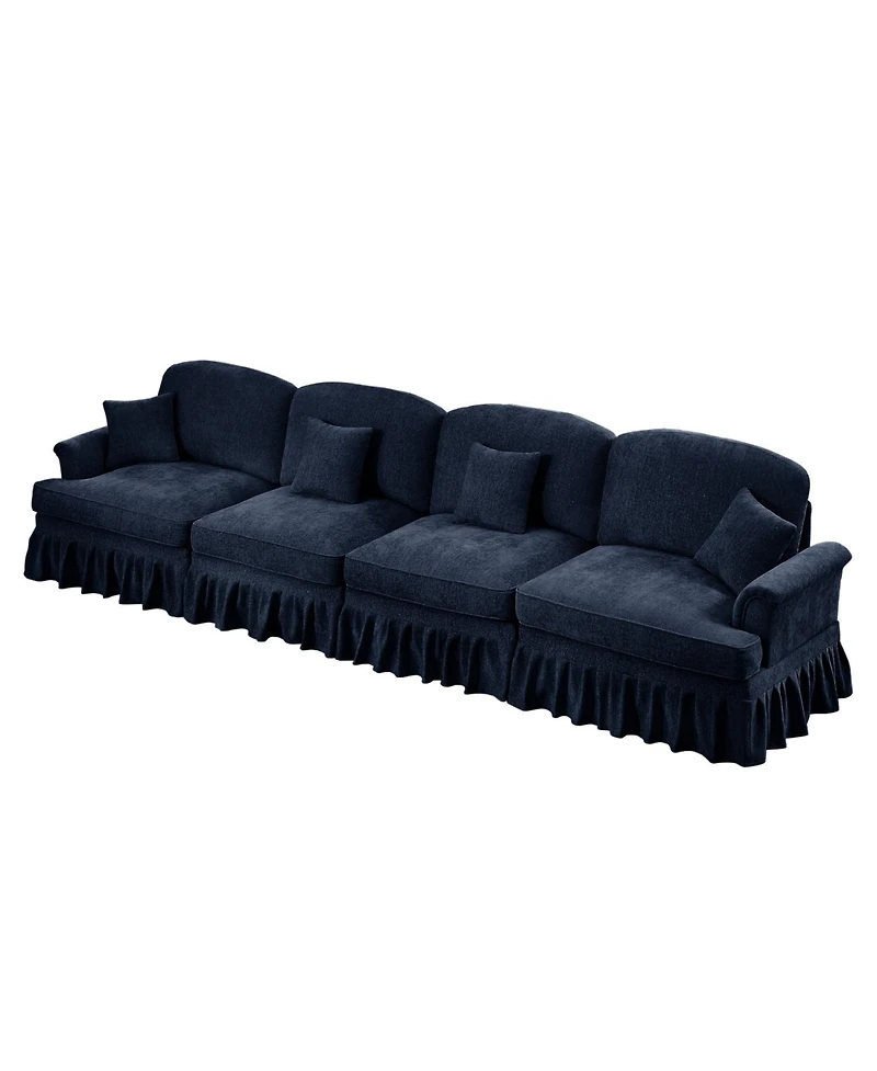 Streamdale Furniture Mid Century 4-Seater Chenille Sofa with Flared Arms