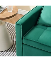 Streamdale Furniture 55" Green Velvet Sofa with Pockets & Convertible Design