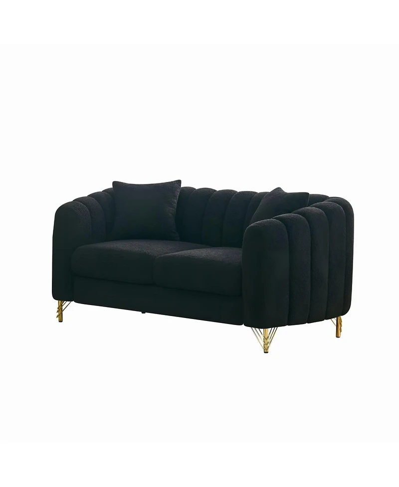 Streamdale Furniture 63" Chenille Loveseat Sofa - Modern Tufted Couch with Gold Legs