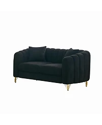 Streamdale Furniture 63" Chenille Loveseat Sofa - Modern Tufted Couch with Gold Legs