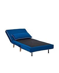 Streamdale Furniture Modern Blue Velvet Foldable Sofa Bed Set (2