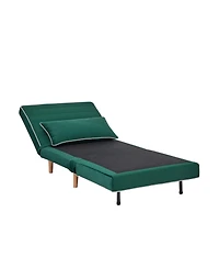 Streamdale Furniture Velvet Foldable Sofa Bed Set - Adjustable Backrest, Green