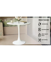 Streamdale Furniture 31.5" White Round Dining Table, Tulip Style