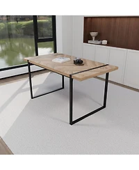 Streamdale Furniture 59" Modern Industrial Dining Table, Light Wood, Seats 4-6