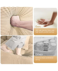 Streamdale Furniture Oversized Modular Sectional (with Ottoman) Corduroy Cloud Design Couch