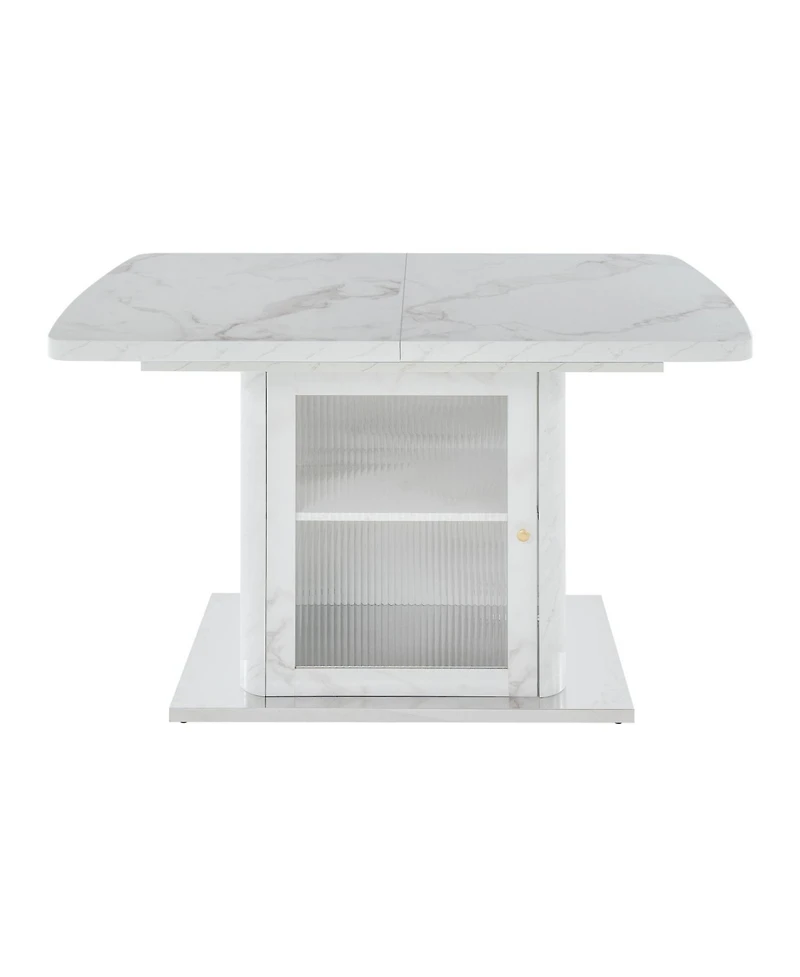 Streamdale Furniture Modern Extendable Marble Dining Table with Storage