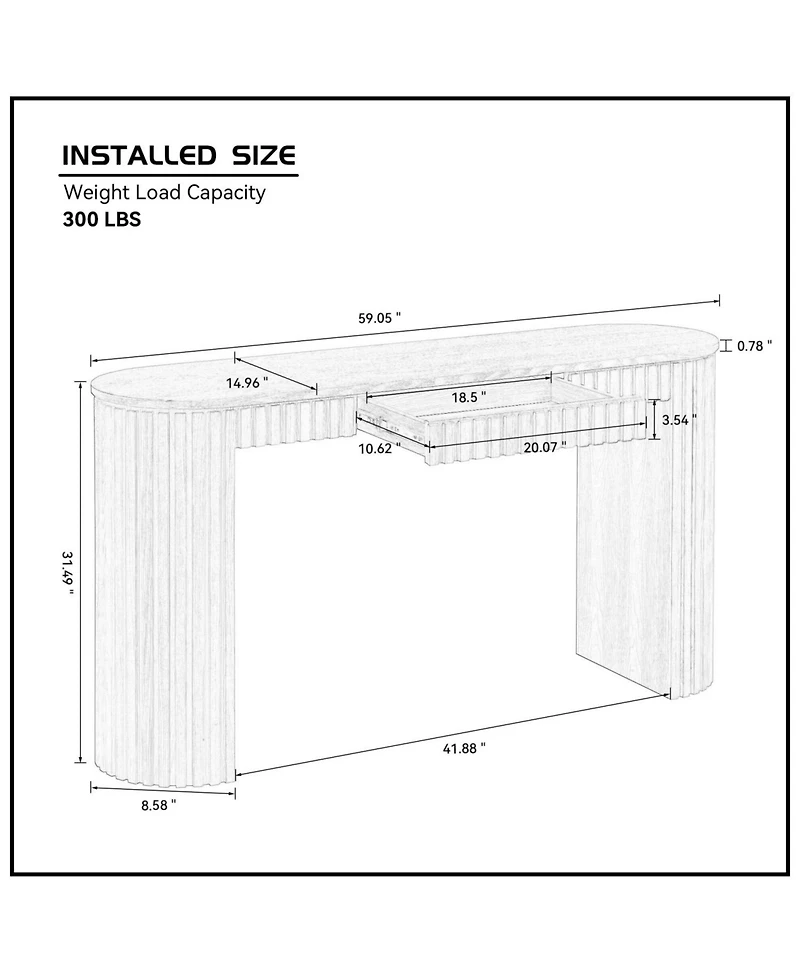 Streamdale Furniture Modern Console Table with Drawer - Black