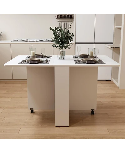 Streamdale Foldable 51.18" white table for small families display or home use.