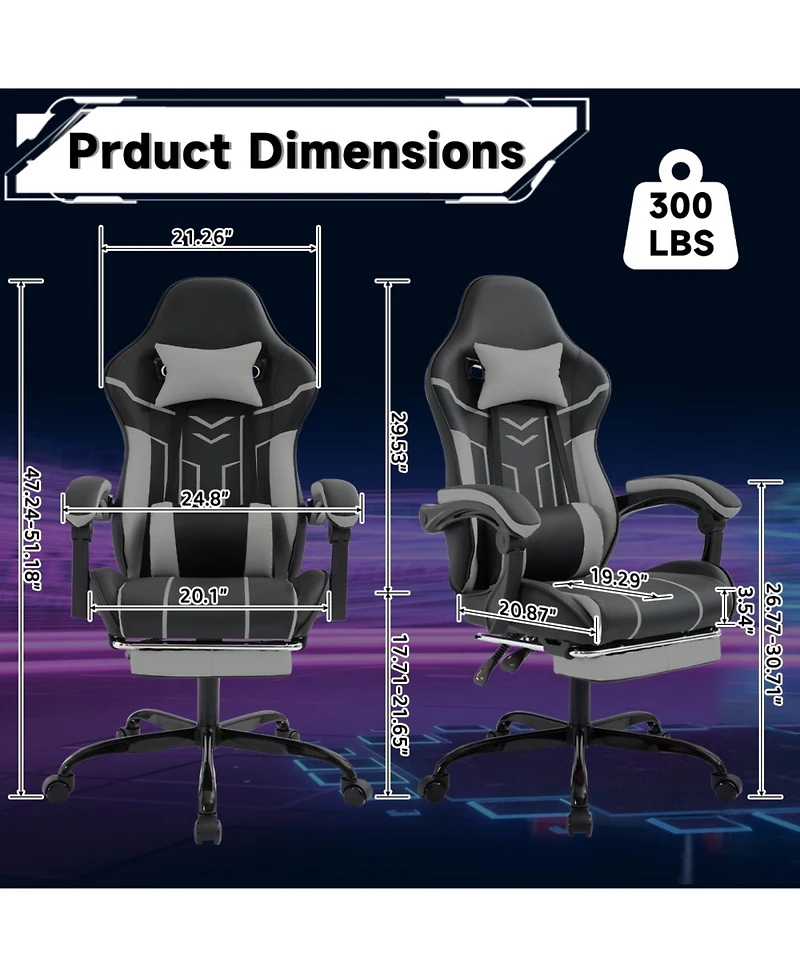 Streamdale Furniture Gaming chair with footrest and lumbar backrest