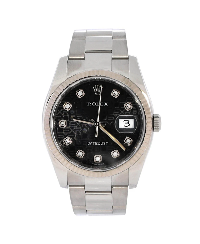 Pre-Owned Rolex Oyster Perpetual Datejust Automatic Watch in Stainless Steel and White Gold with Diamond Markers 36mm