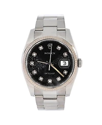 Pre-Owned Rolex Oyster Perpetual Datejust Automatic Watch in Stainless Steel and White Gold with Diamond Markers 36mm