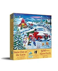 SunsOut Snow Day at the Farm 500 piece Jigsaw Puzzle for Adults Christmas