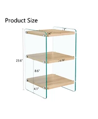 Streamdale Furniture 3-Layer Bedside Cabinet with Glass Panels