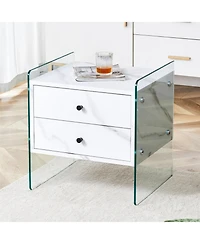 Streamdale Furniture + 1 Pc. + Glass + Storage + Bedside Table