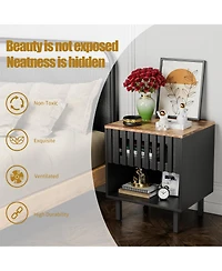 Streamdale Furniture 2 Set Nightstands with Grille Striped Doors