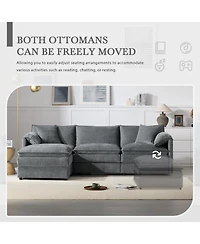 Streamdale Furniture Chenille Modular Sectional Sofa with Ottoman