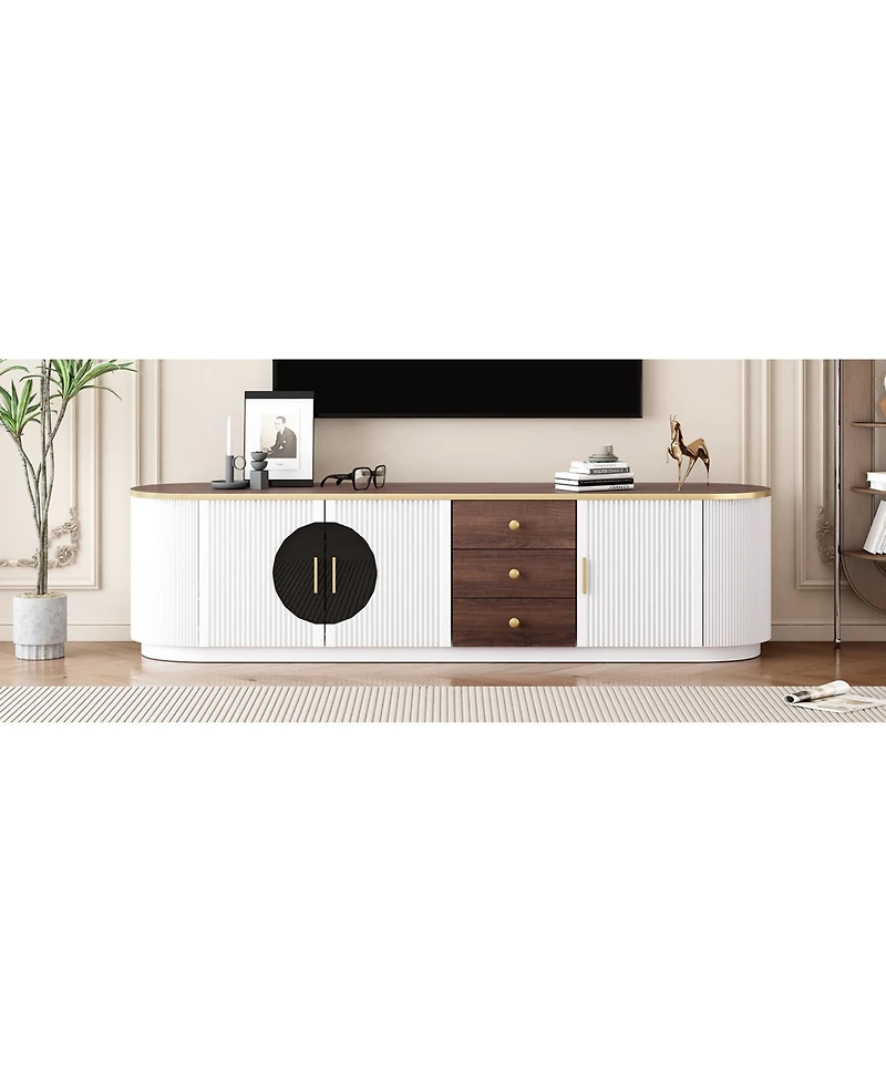 Streamdale Furniture 71" Modern Tv Stand - 3 Drawers, Shelf & Cabinets