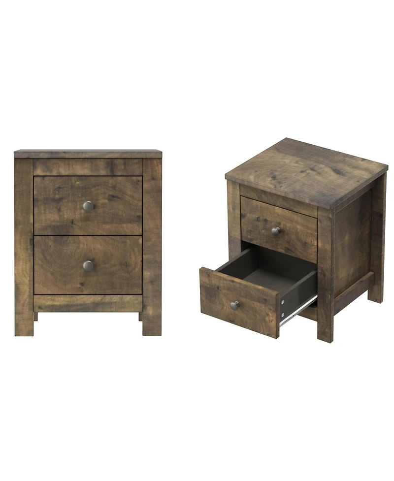 Streamdale Furniture Rustic Nightstand Set of 2 with Storage