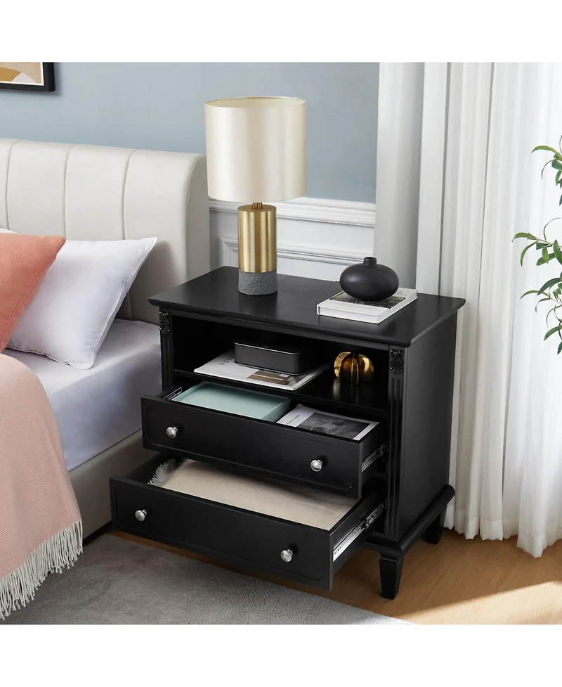 Streamdale Furniture Farmhouse Nightstand with Charging Station and Side Table