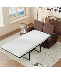Streamdale 57.9'' Pull Out Sofa Bed Loveseat Sleeper with Twin Memory Mattress Two Usb Ports for Living Room Spaces