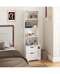 Streamdale Furniture Night Stand with Bookshelf, Night Stand with 2 Storage Drawers for Bedroom