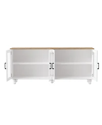 Streamdale Farmhouse Tv Stand with Tempered Glass Doors for TVs up to 70