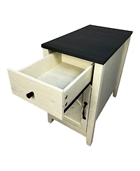 Streamdale Furniture Farmhouse Bedside Table with Charging Station, Barn Door Nightstand with Drawer