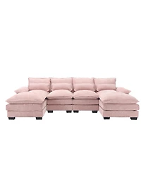 Streamdale Furniture Chenille, high quality sponge filling, solid wood frame, oversized four-seater, U-shaped combination sofa