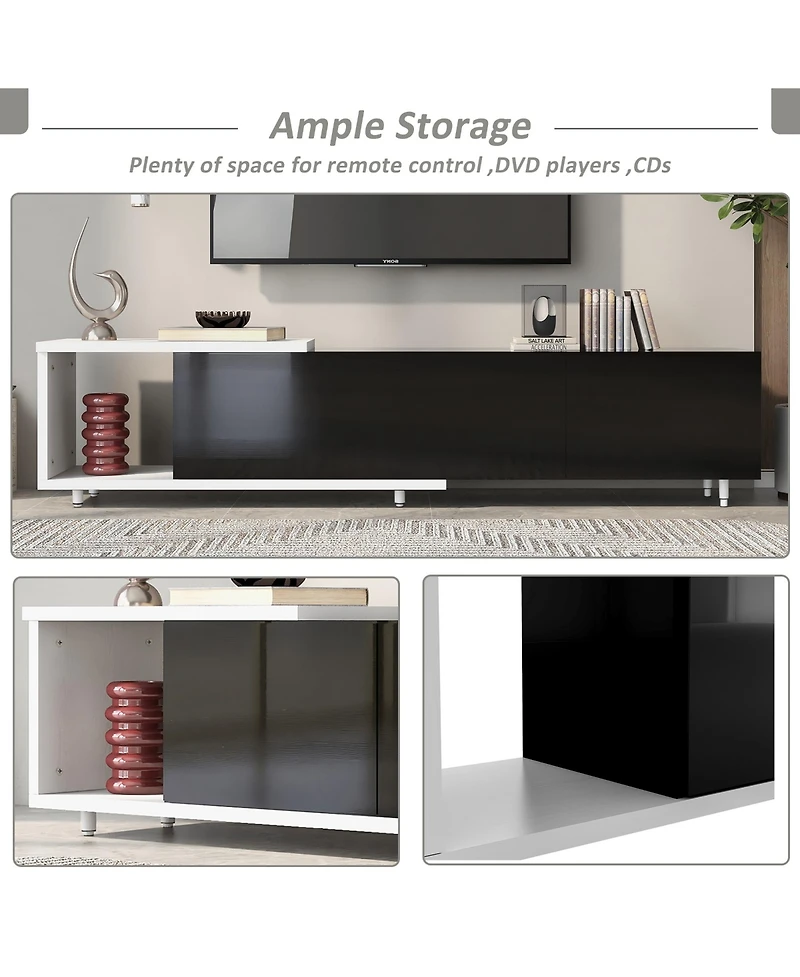 Streamdale Furniture 70.1"-100" Modern Stylish ExtendableTV Stand Tv Cabinet for 80+inch TV, Black+White