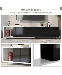 Streamdale Furniture 70.1"-100" Modern Stylish ExtendableTV Stand Tv Cabinet for 80+inch TV, Black+White