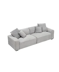 Streamdale Furniture 104" Grey Corduroy 4-Seat Sofa with Pillows