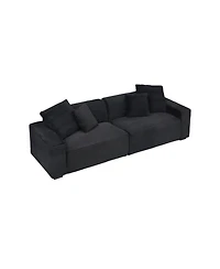 Streamdale Furniture Black Corduroy 4-Seat Sofa with Pillows