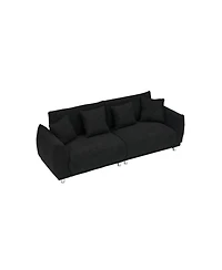 Streamdale Furniture Black Teddy Fleece Sofa with 4 Pillows