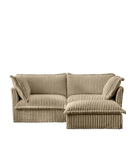 Streamdale Furniture Slipcovered Sectional Sofa with Ottoman - Camel Corduroy