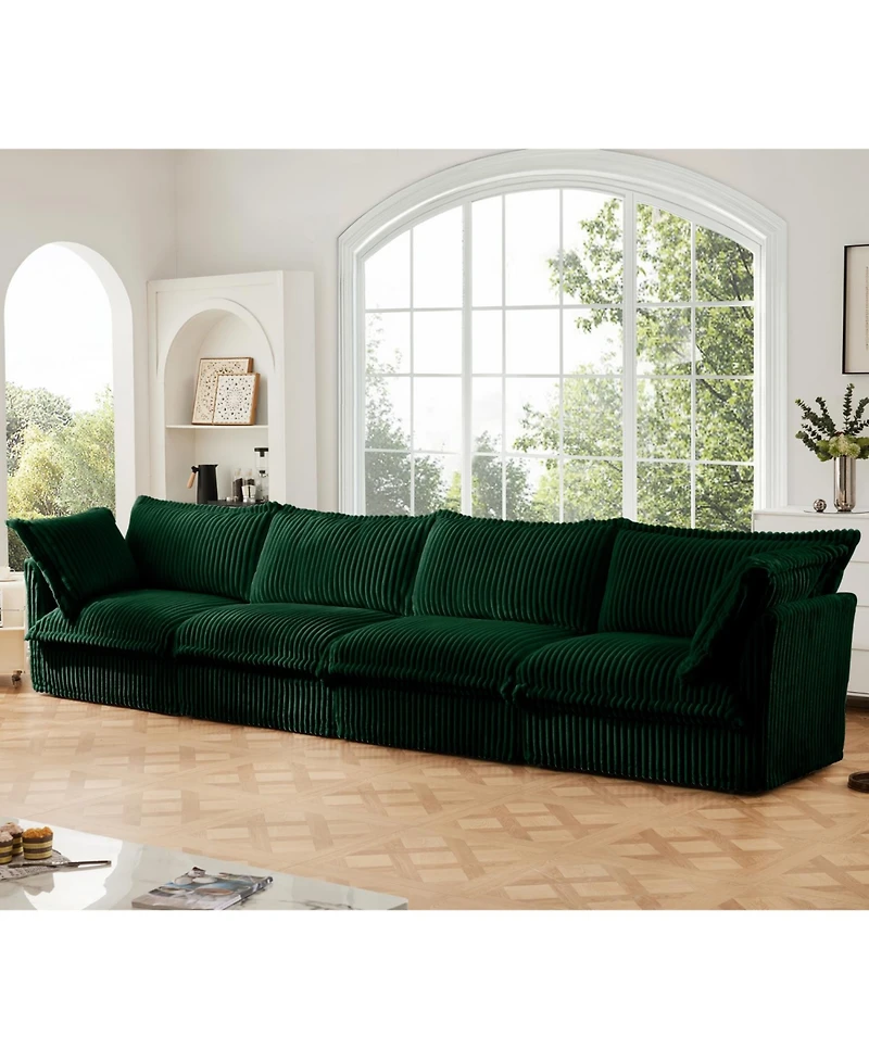 Streamdale Furniture Green Corduroy Slipcovered 4-Seater Sofa