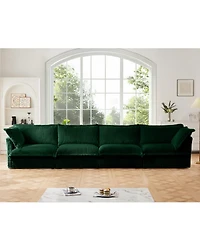 Streamdale Furniture Green Corduroy Slipcovered 4-Seater Sofa