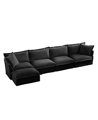 Streamdale Furniture Slipcovered L Shape Chenille Sectional Sofa Couch - Black