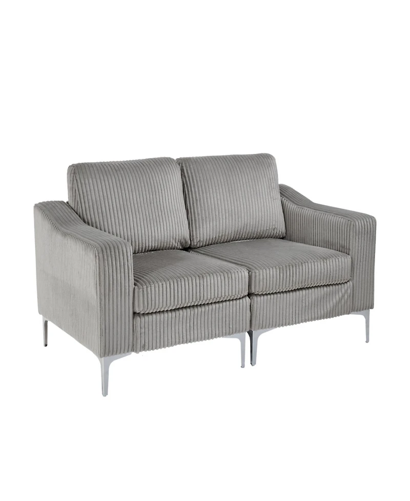 Streamdale Furniture Modular Sectional Two-Seater Sofa Corduroy Sectional Couch Gray