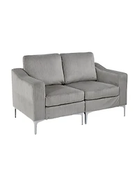 Streamdale Furniture Modular Sectional Two-Seater Sofa Corduroy Sectional Couch Gray