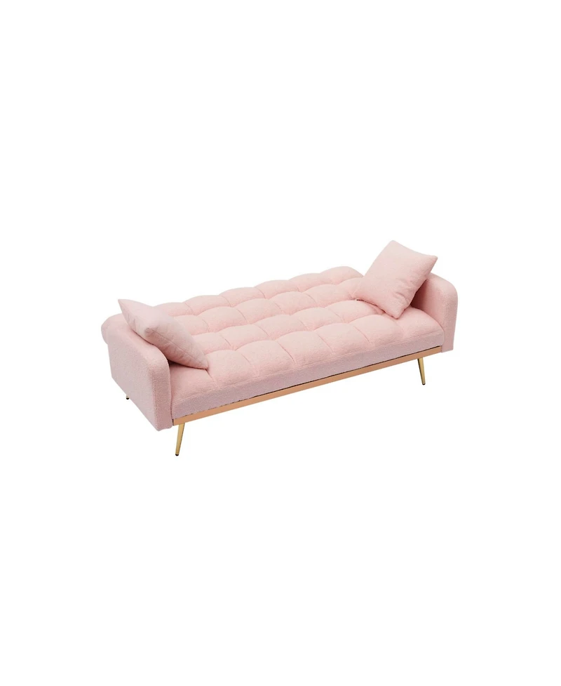 Streamdale Furniture Pink 69" Sofa Bed with Adjustable Teddy Sofa