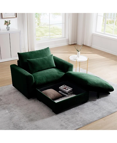 Streamdale Furniture Corduroy Modular Sofa with Storage Ottoman