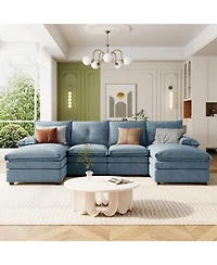Streamdale Furniture Chenille U-Shaped Sectional Sofa with Adjustable Pillows