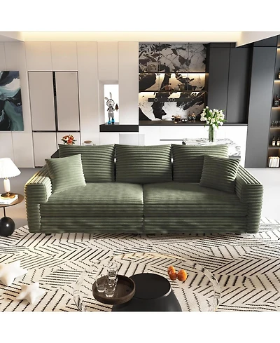 Streamdale Furniture + 3-Seat + Corduroy + Modern Comfy Cloud + Sofa