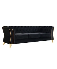 Streamdale Furniture Modern Tufted Velvet Sofa 87.4 inch for Living Room Black Color