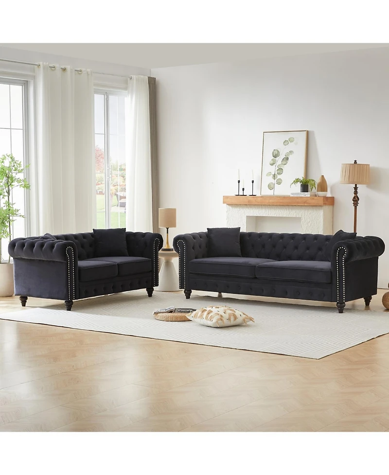 Streamdale Furniture Modern 5-Seat Sofa Set, Wood Frame & Feet, 4 Cushions