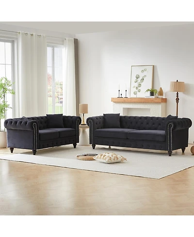 Streamdale Furniture Modern 5-Seat Sofa Set, Wood Frame & Feet, 4 Cushions