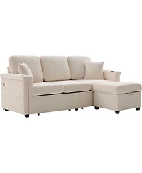 Streamdale L-Shaped Sectional Sofa w/ Storage Ottoman, Usb, Cup Holder
