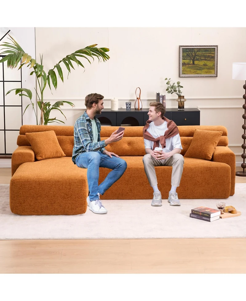 Streamdale Orange Convertible Sectional Sofa, 86"L